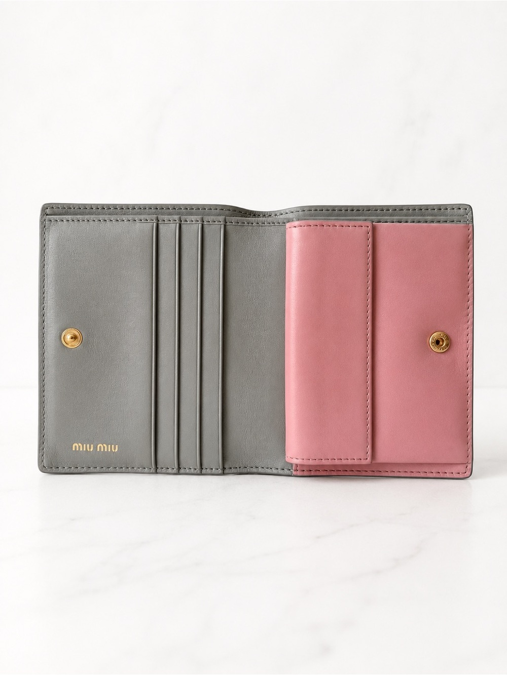 Miu Miu Gray Pink Heart Print Wallet 5ML014 - Picture 4 of 9